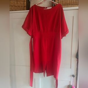 Closet London  Womens Short Sleeve Faux Wrap Midi Dress In Red